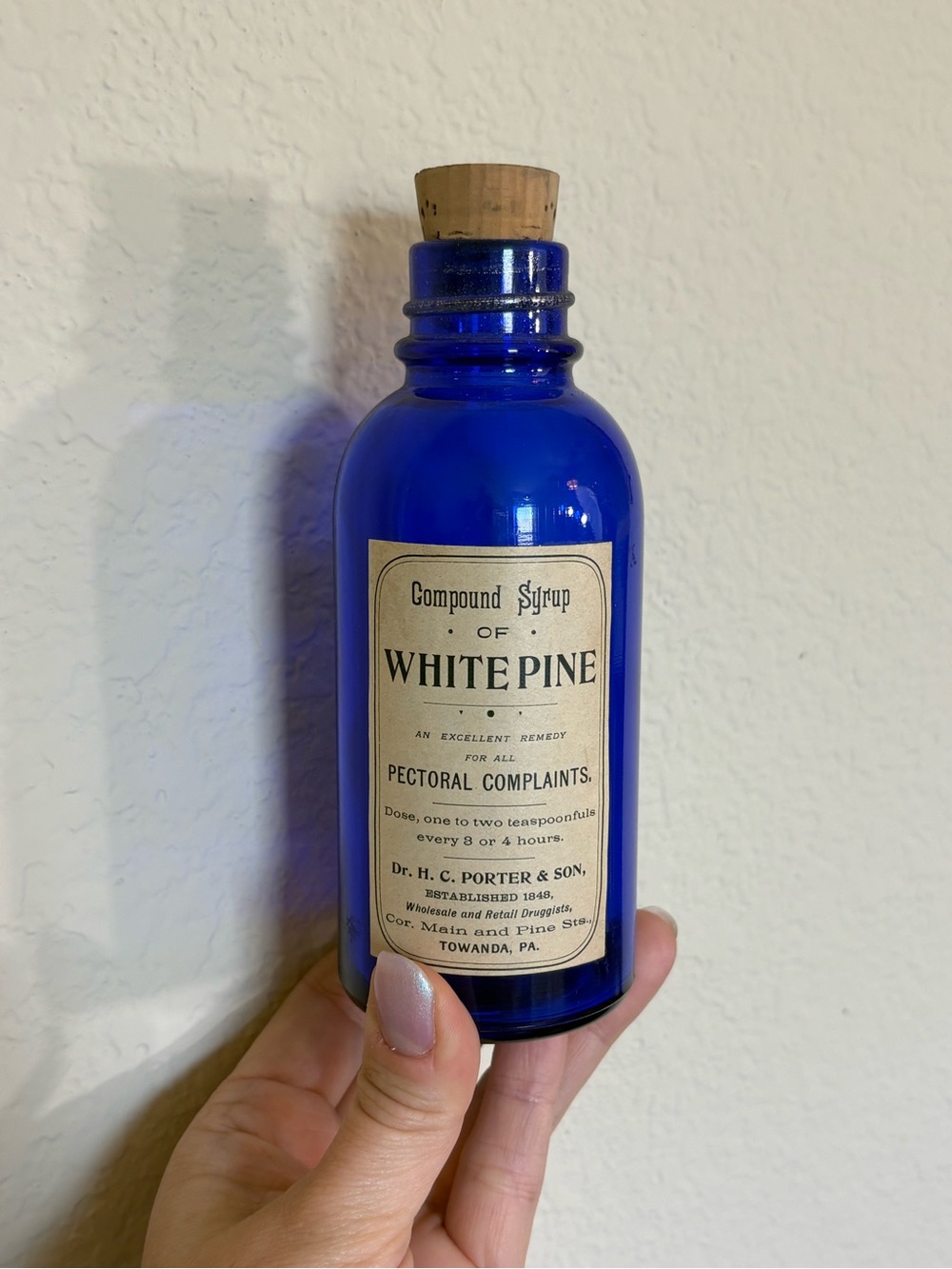 Compound Syrup of White Pine - Cobalt Blue Bottle - Picture 3 of 6